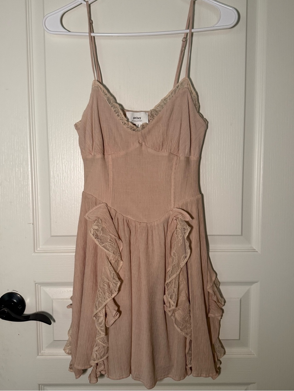 Dusty Blush Ruffle-Trim Mini Dress
